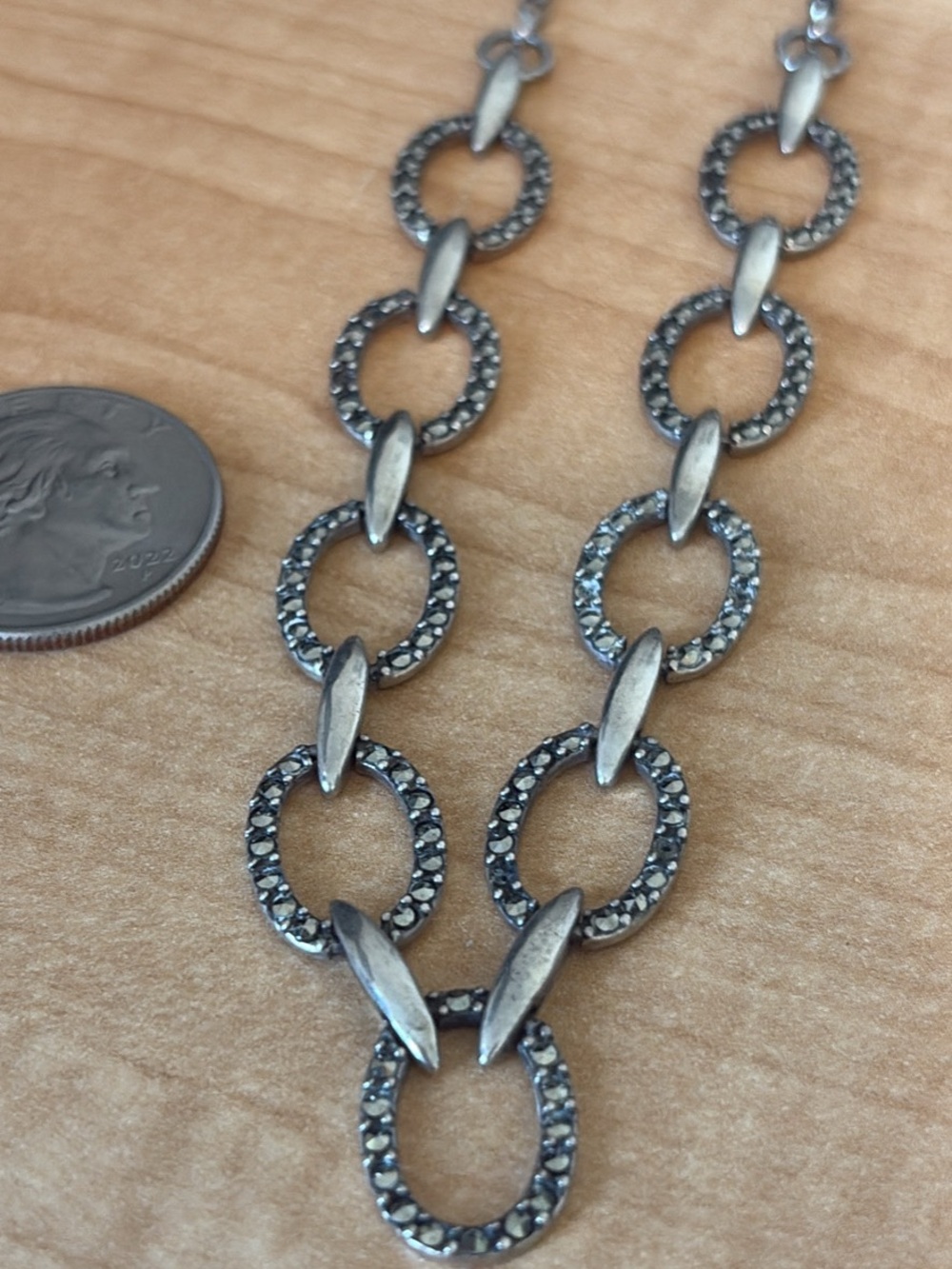 Pavé Oval Link Necklace in Silver-Tone
